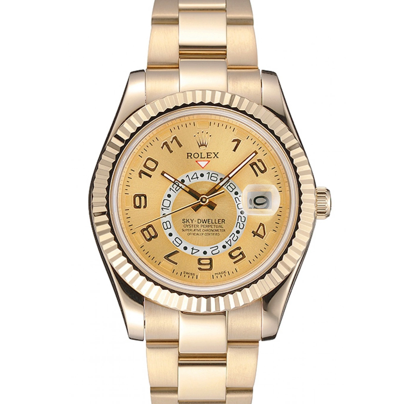 Aaa replica watch Yellow 2012 Perpetual Rolex Dweller Special Edition Gold Sky 80243 Oyster 0806